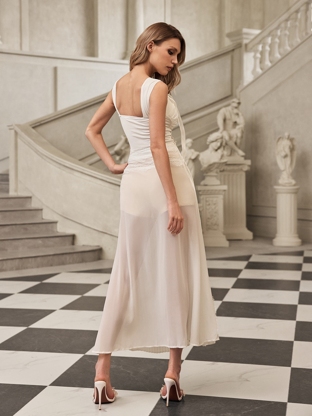 Ensemble jupe plissée en dentelle 