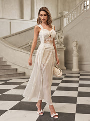 Ensemble jupe plissée en dentelle 