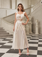 Ensemble jupe plissée en dentelle 