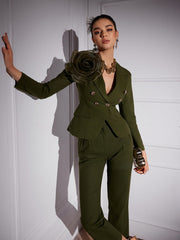 Tulle Flower Button Blazer Set