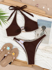 Halter Metal Ring Bikini Two-pieces Bikini Set
