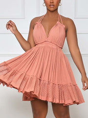 Halter Backless Ruffle Dresses