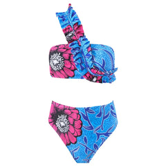 Bikini 3-Piece Set Push-Up Long Pants Swimwear Chiffon Cover Up Wide Leg Long Pants