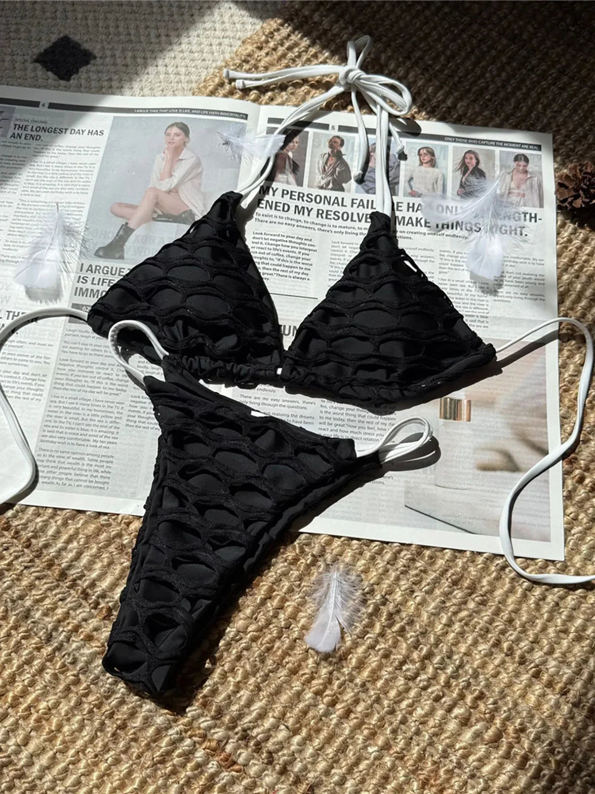 Hollow Out Halter Bikini Two-pieces Bikini Set