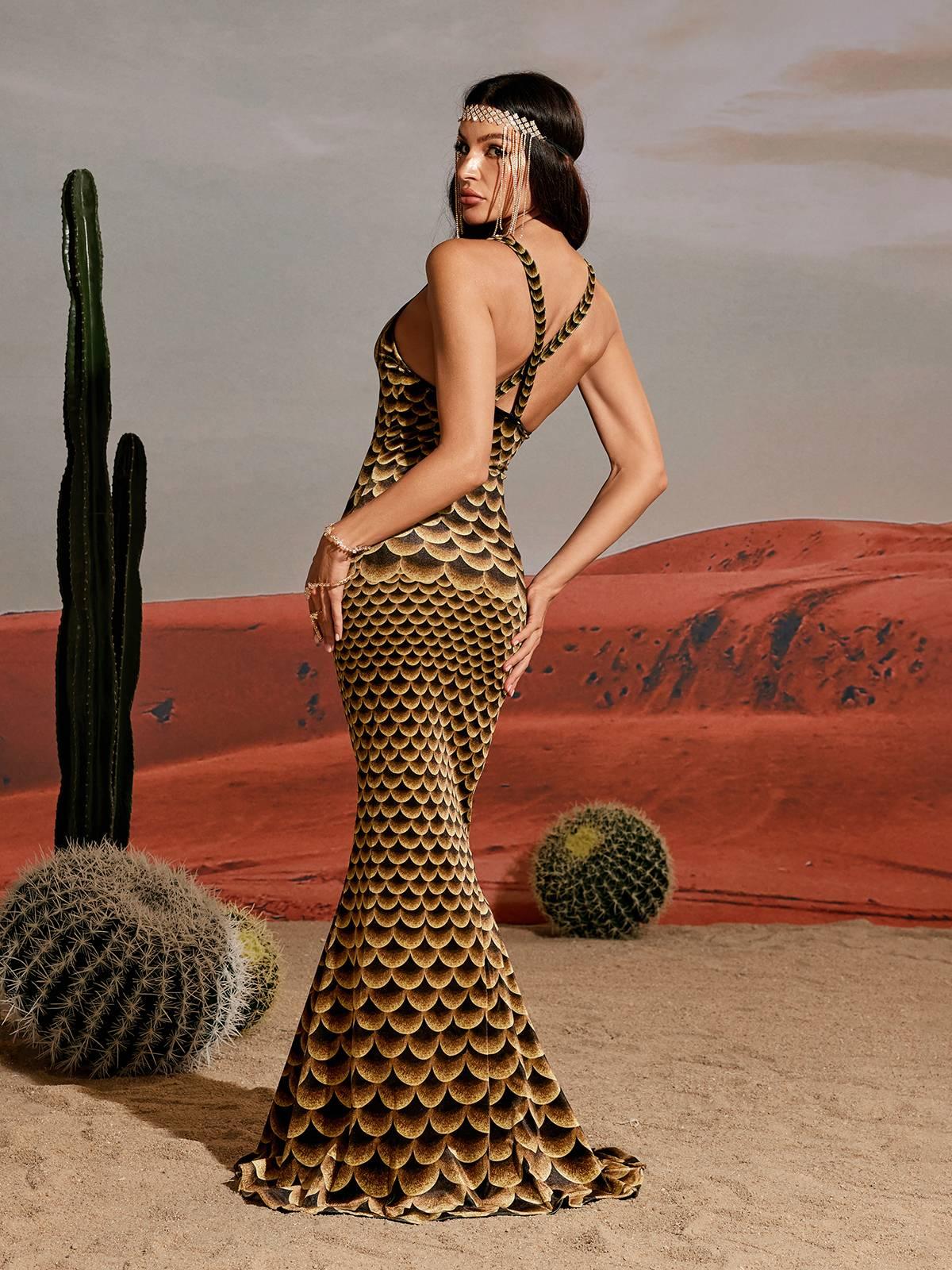 Robe longue sirène imprimée 