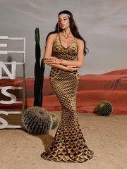 Robe longue sirène imprimée 