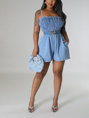 Ruched Denim Rompers