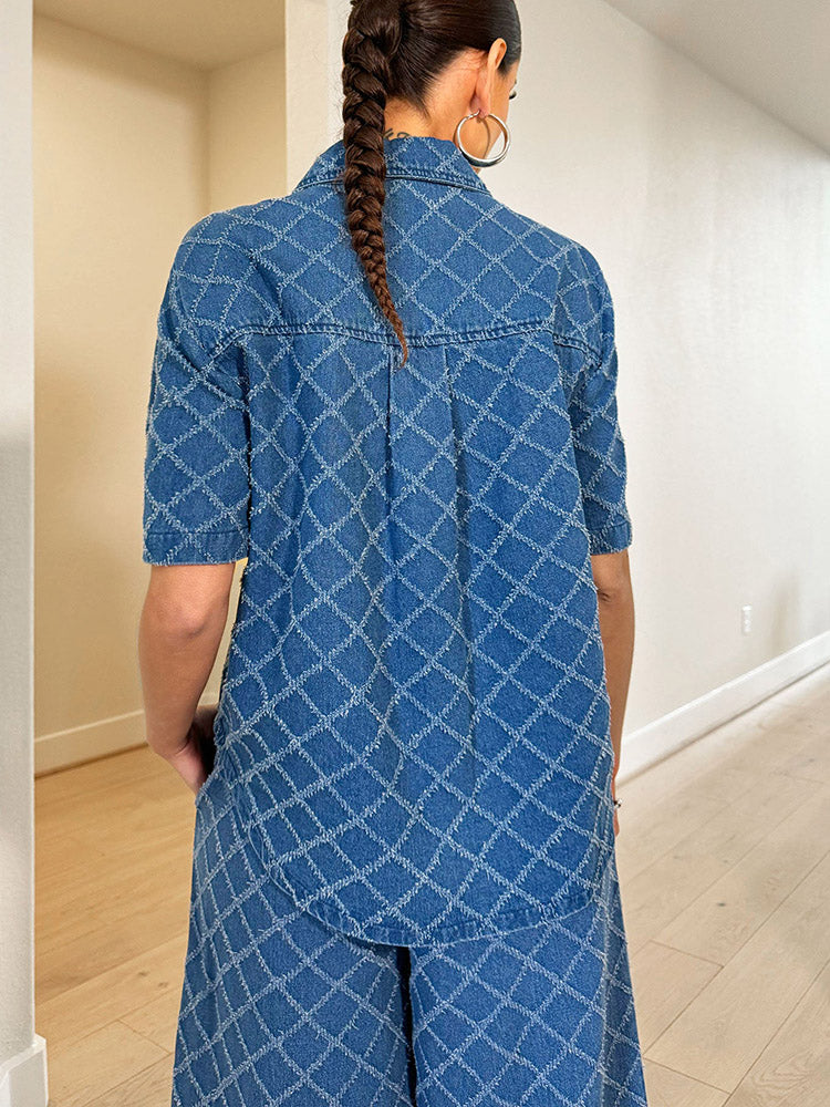 Quilted Textured Denim Set