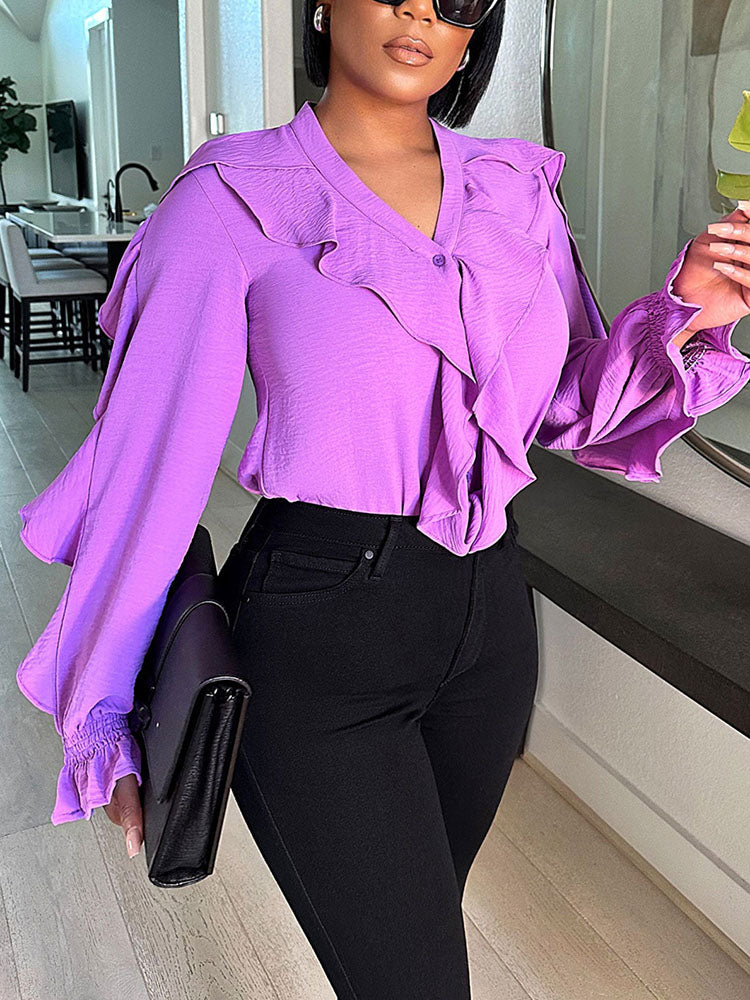 Ruffle Solid Tops