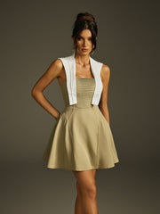 Robe courte à fronces châle 