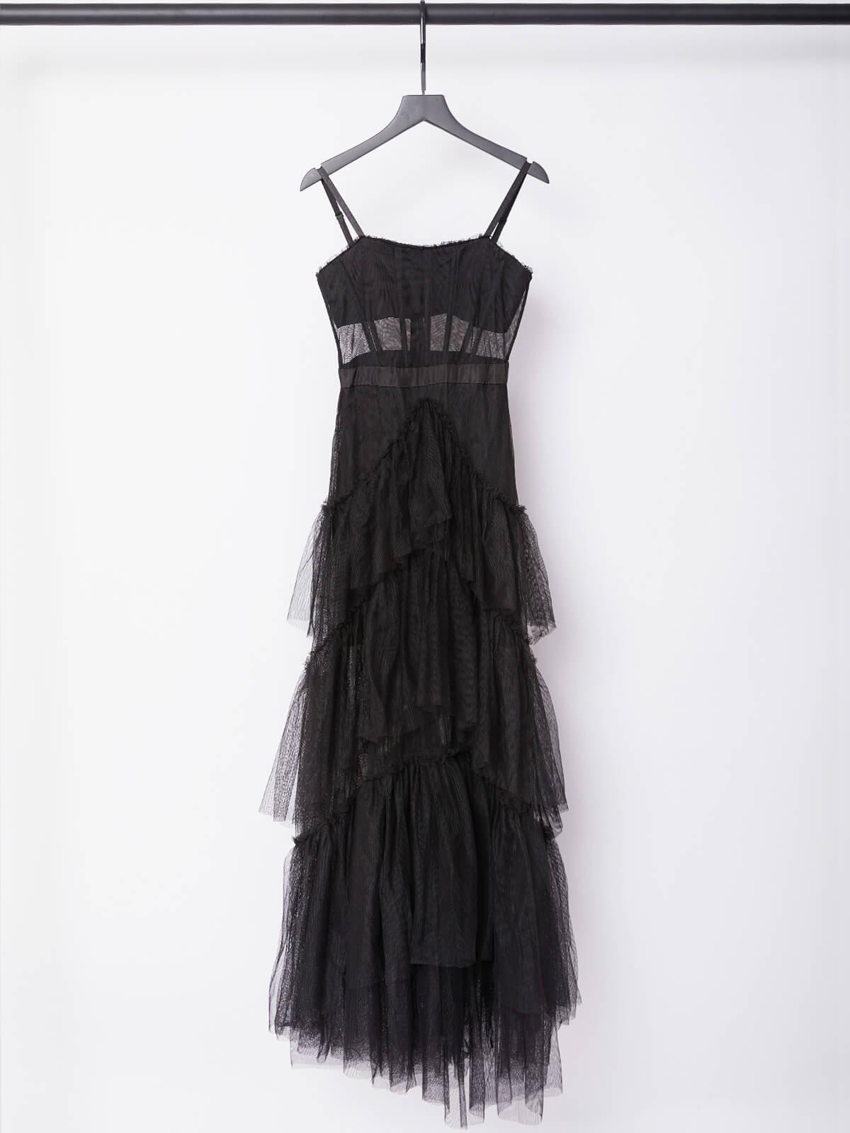Robe longue en résille noire