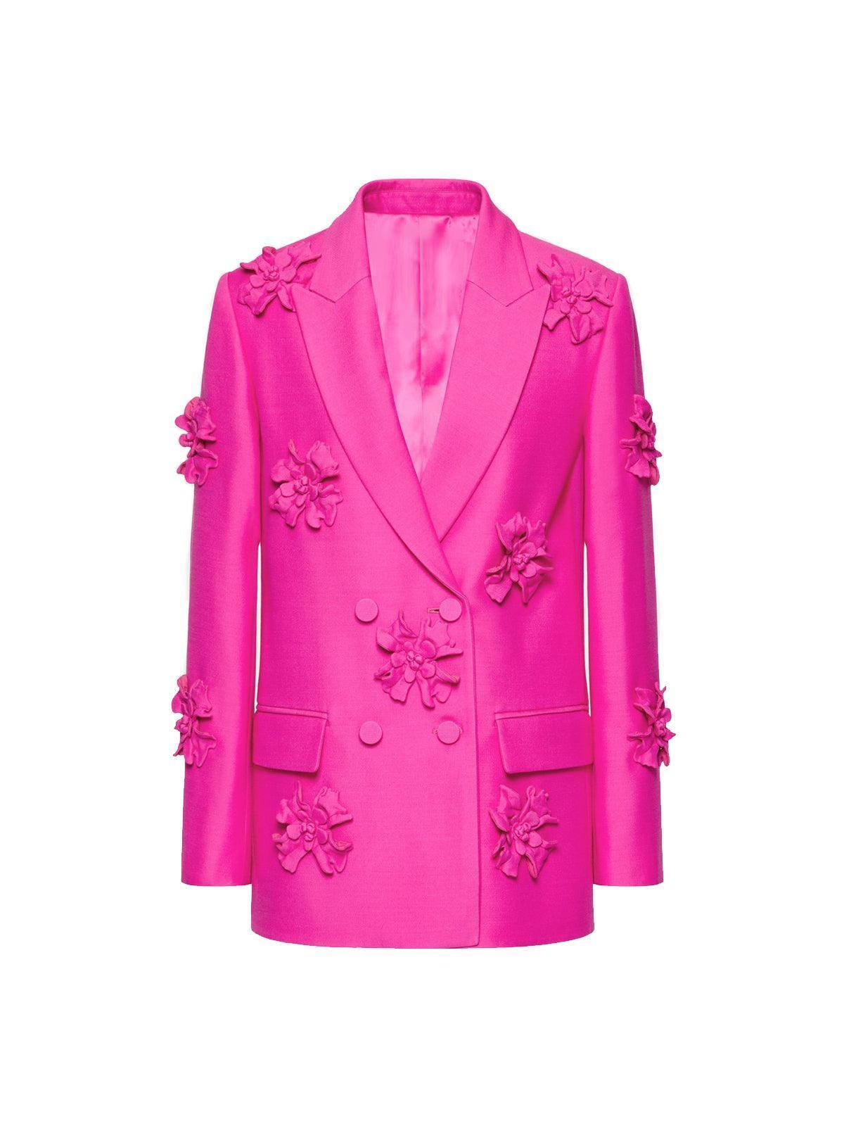 Ensemble blazer à motifs floraux rose fuchsia 