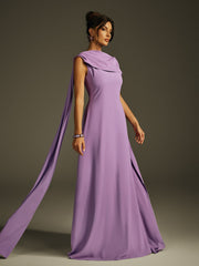 Robe longue sans manches à châle 