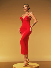 Robe midi à fleurs spaghetti 