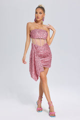 Sequin Ruched Mini Dress