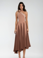One Shoulder Scarf Midi Dress