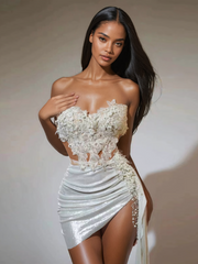 Strapless Ruched Skirt Set