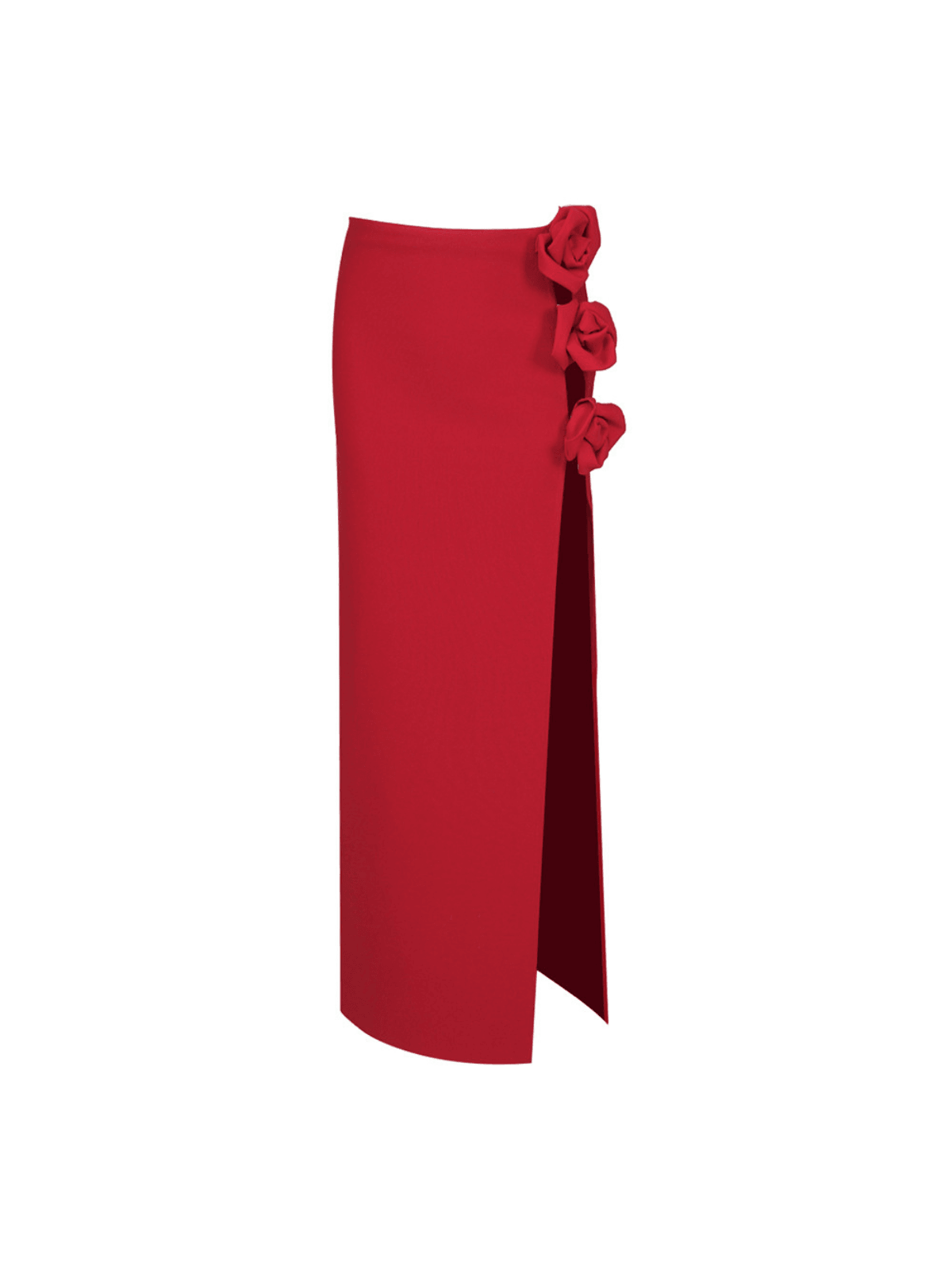 Flower Asymmetric Bandage Skirt In Red