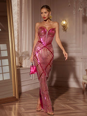 Robe longue bustier à découpes 