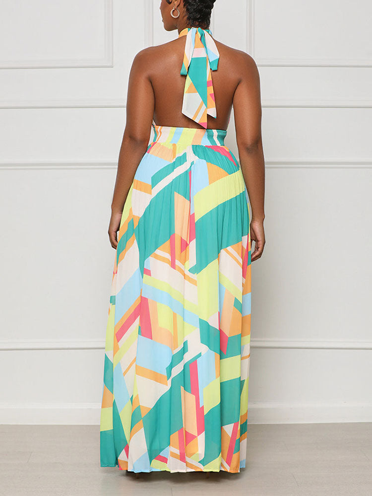 Halter Pleated Maxi Dresses