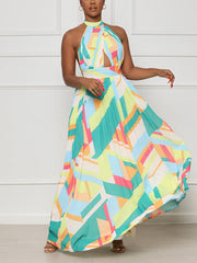 Halter Pleated Maxi Dresses