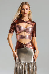 Metallic Cut Out Maxi Dress