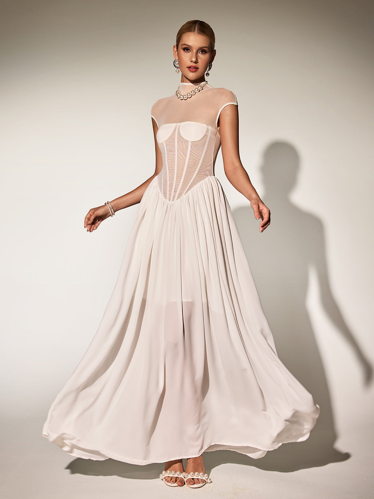 Robe longue corset sans manches 