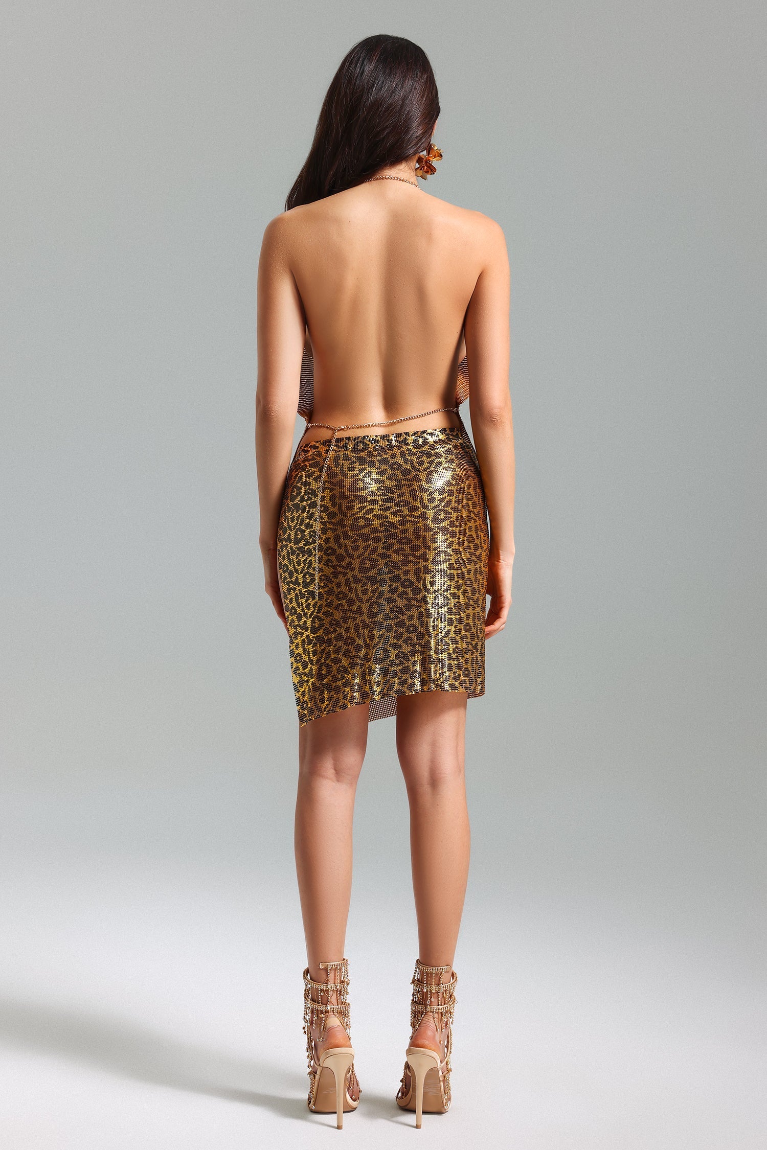 V Neck Leopard Metal Set