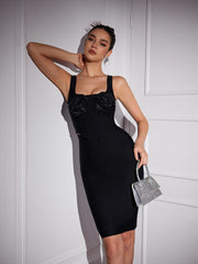 Square Collar Flower Bandage Top