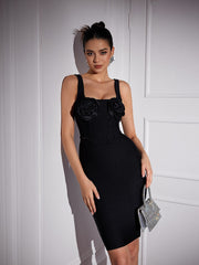 Square Collar Flower Bandage Top