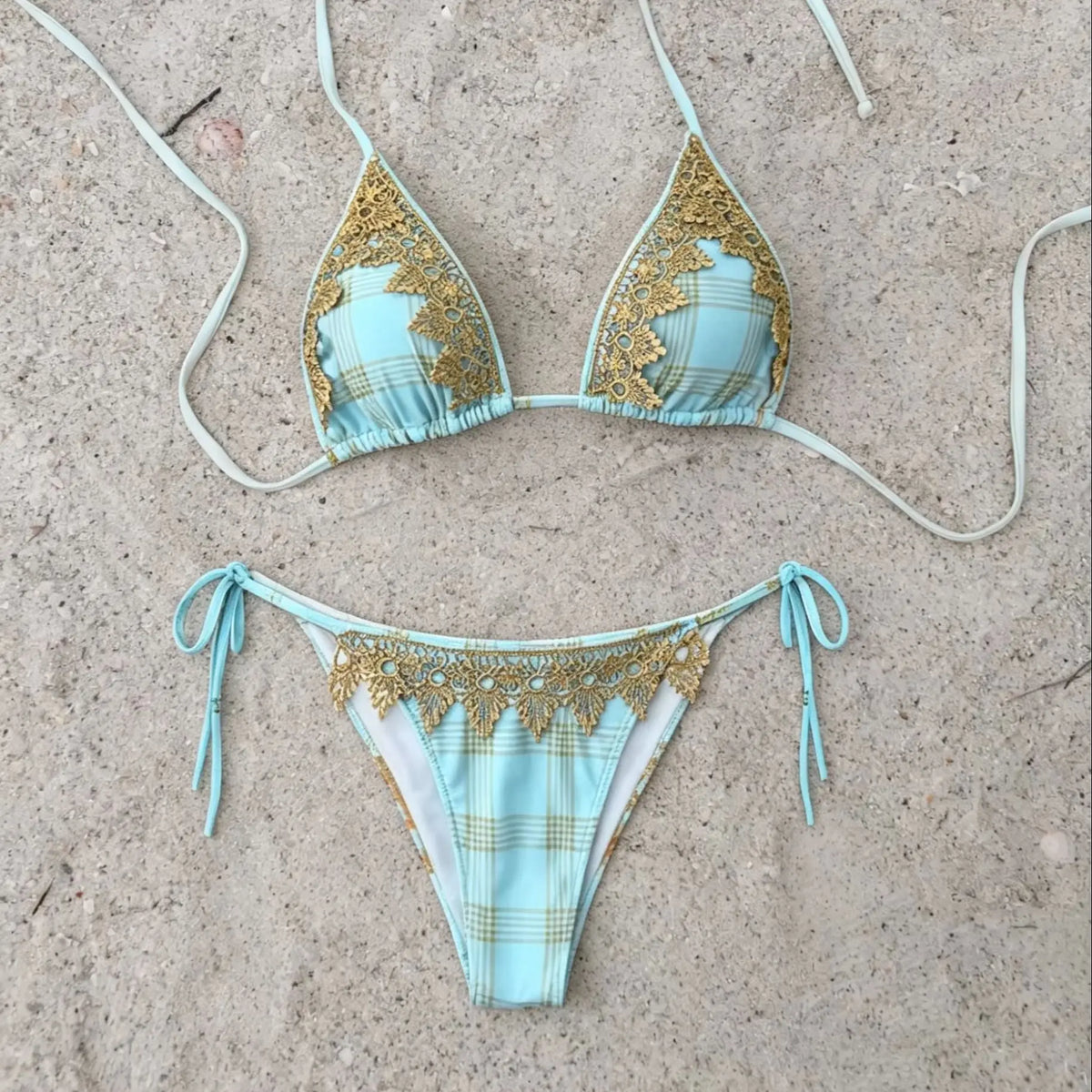 Lace Bikini Swimsuit Bikini V Neck Swimwear Separates Halter Two Piece Bikini Set Swimwear Resort Wear Bathing Suit