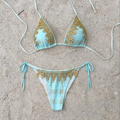 Lace Bikini Swimsuit Bikini V Neck Swimwear Separates Halter Two Piece Bikini Set Swimwear Resort Wear Bathing Suit