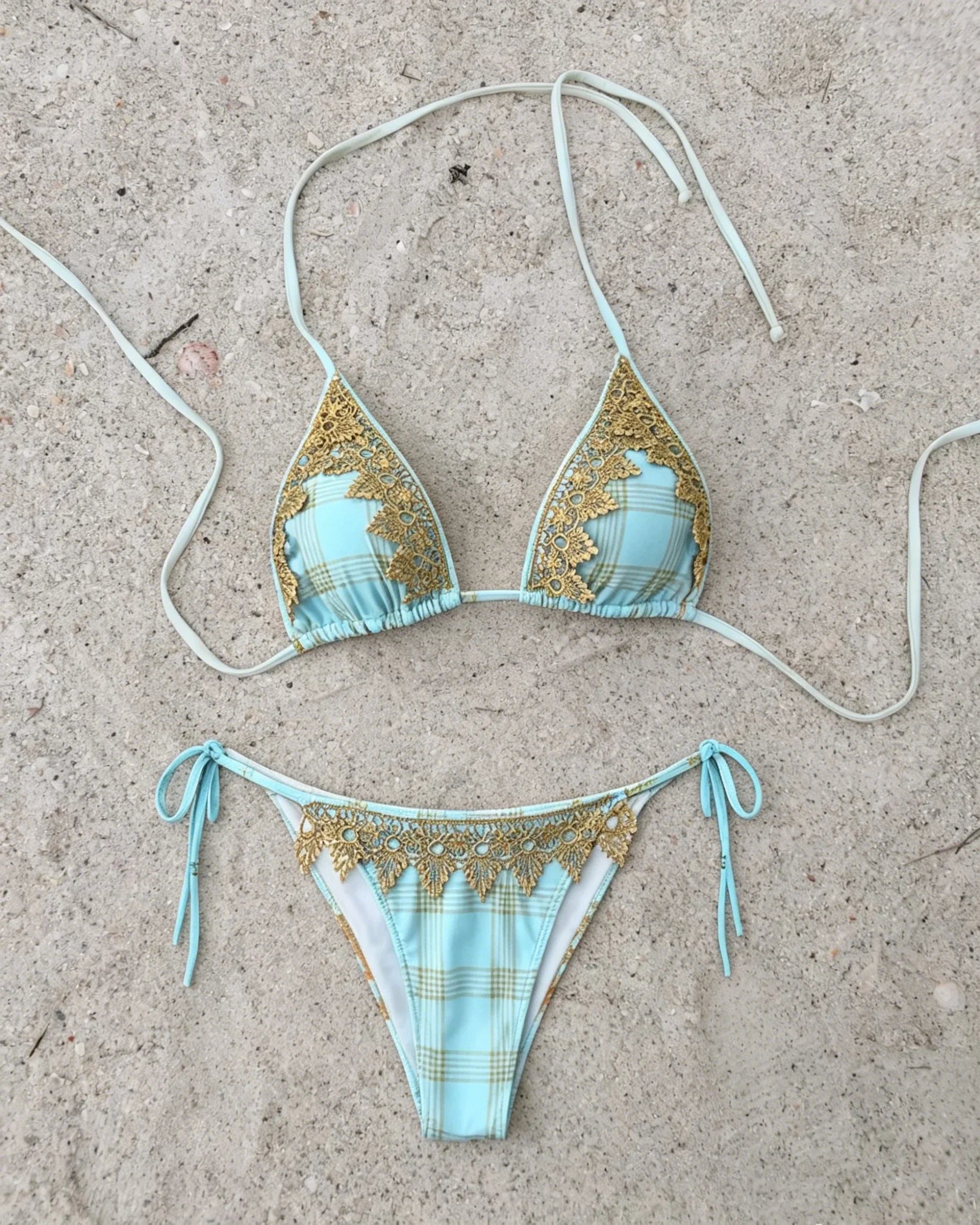 Lace Bikini Swimsuit Bikini V Neck Swimwear Separates Halter Two Piece Bikini Set Swimwear Resort Wear Bathing Suit