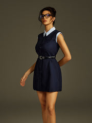 Robe mini à col superposé 