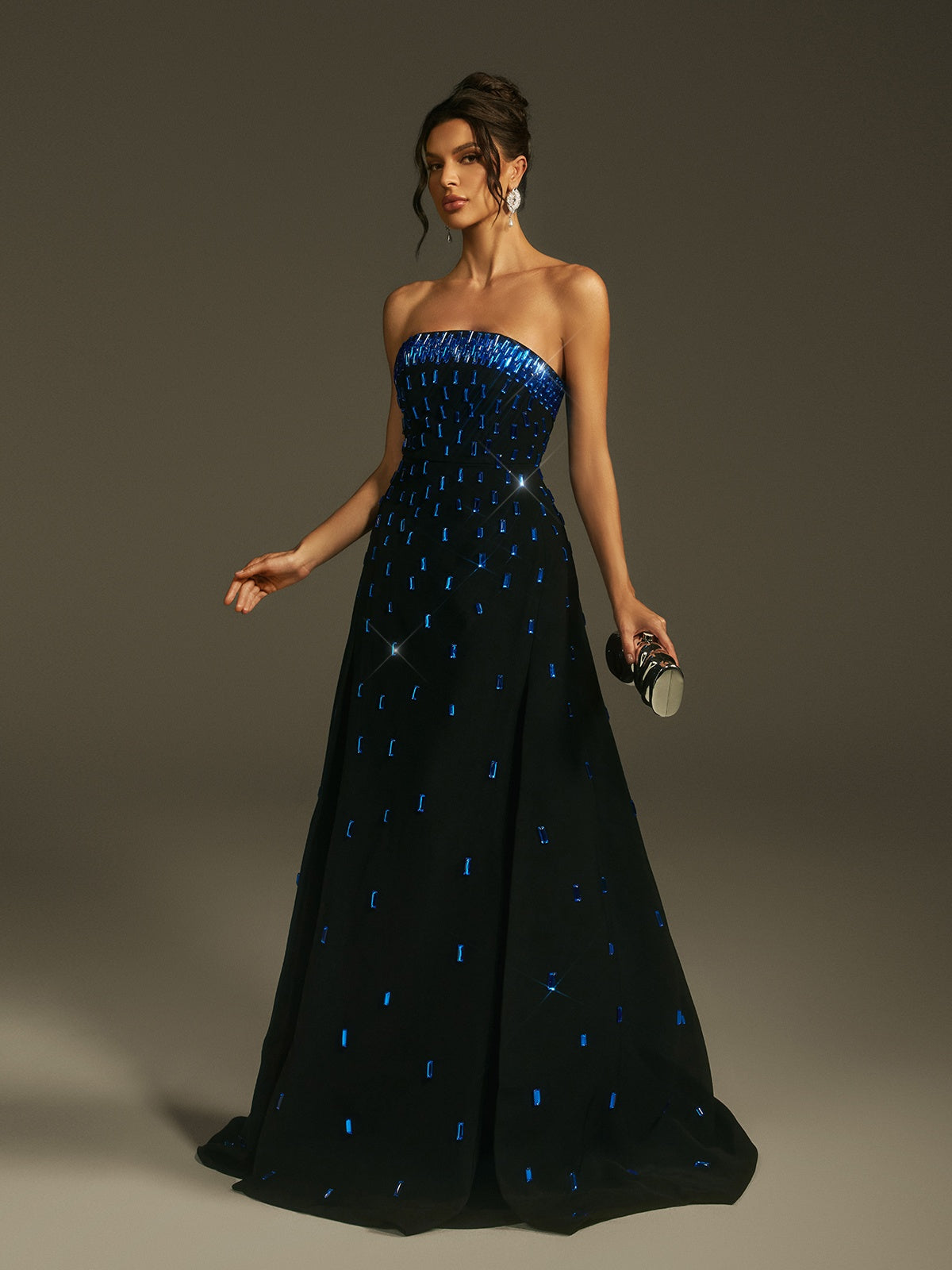 Robe longue bustier en cristal 