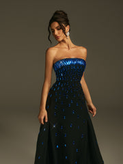 Robe longue bustier en cristal 