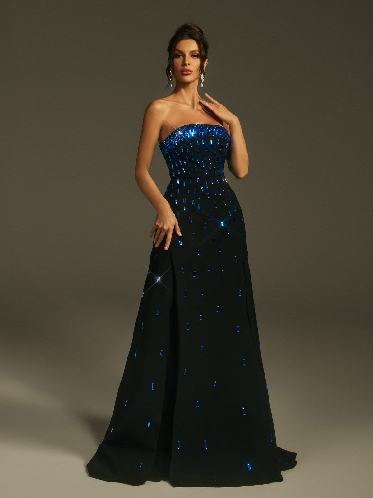 Robe longue bustier en cristal 