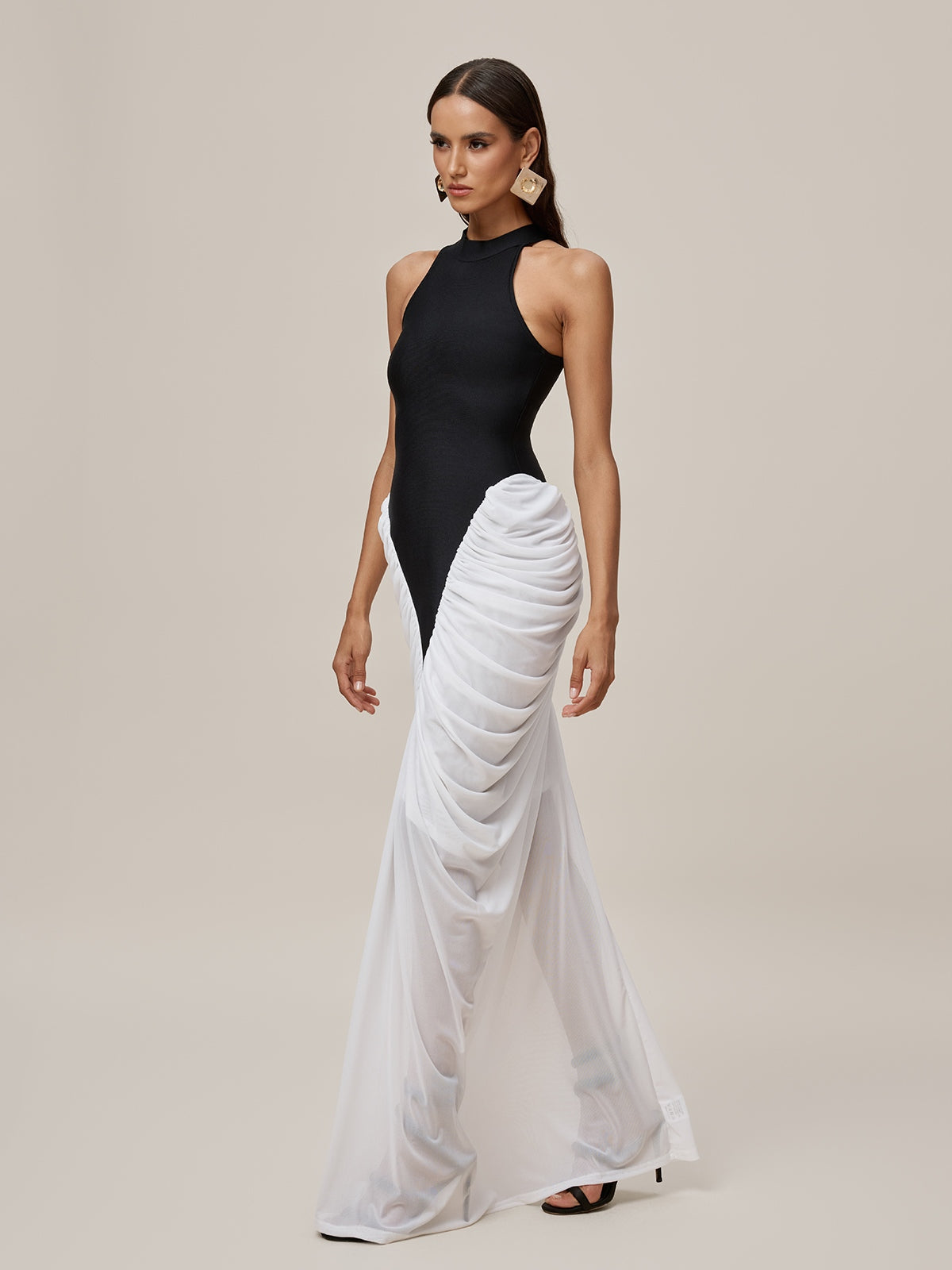 Sleeveless Ruched Bandage Maxi Dress