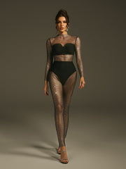 Combinaison en résille à strass 