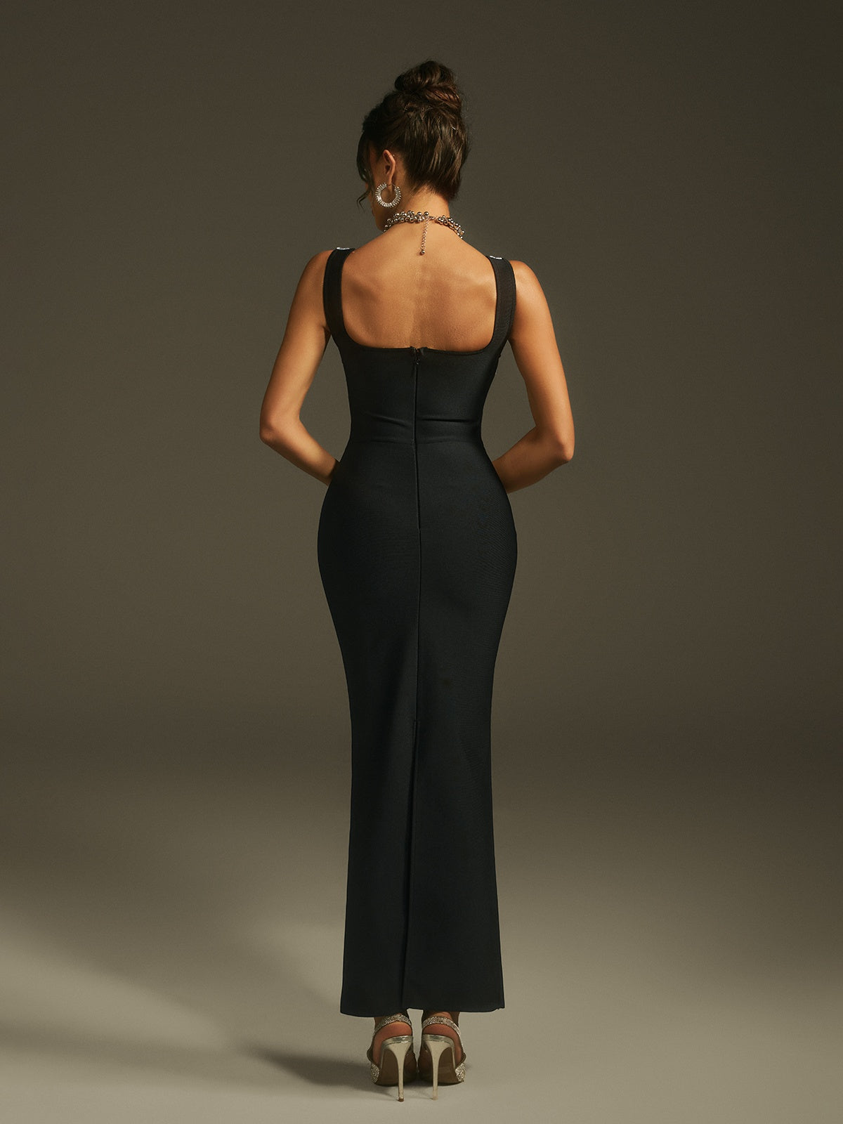 Sleeveless Crystal Bandage Maxi Dress