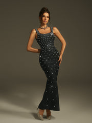 Sleeveless Crystal Bandage Maxi Dress