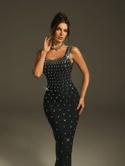 Sleeveless Crystal Bandage Maxi Dress