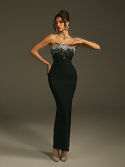 Strapless Crystal Fringe Bandage Dress