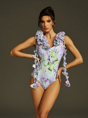 Flower Printed Swimwear Two Piece Set