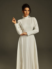 Robe maxi fendue à col montant 