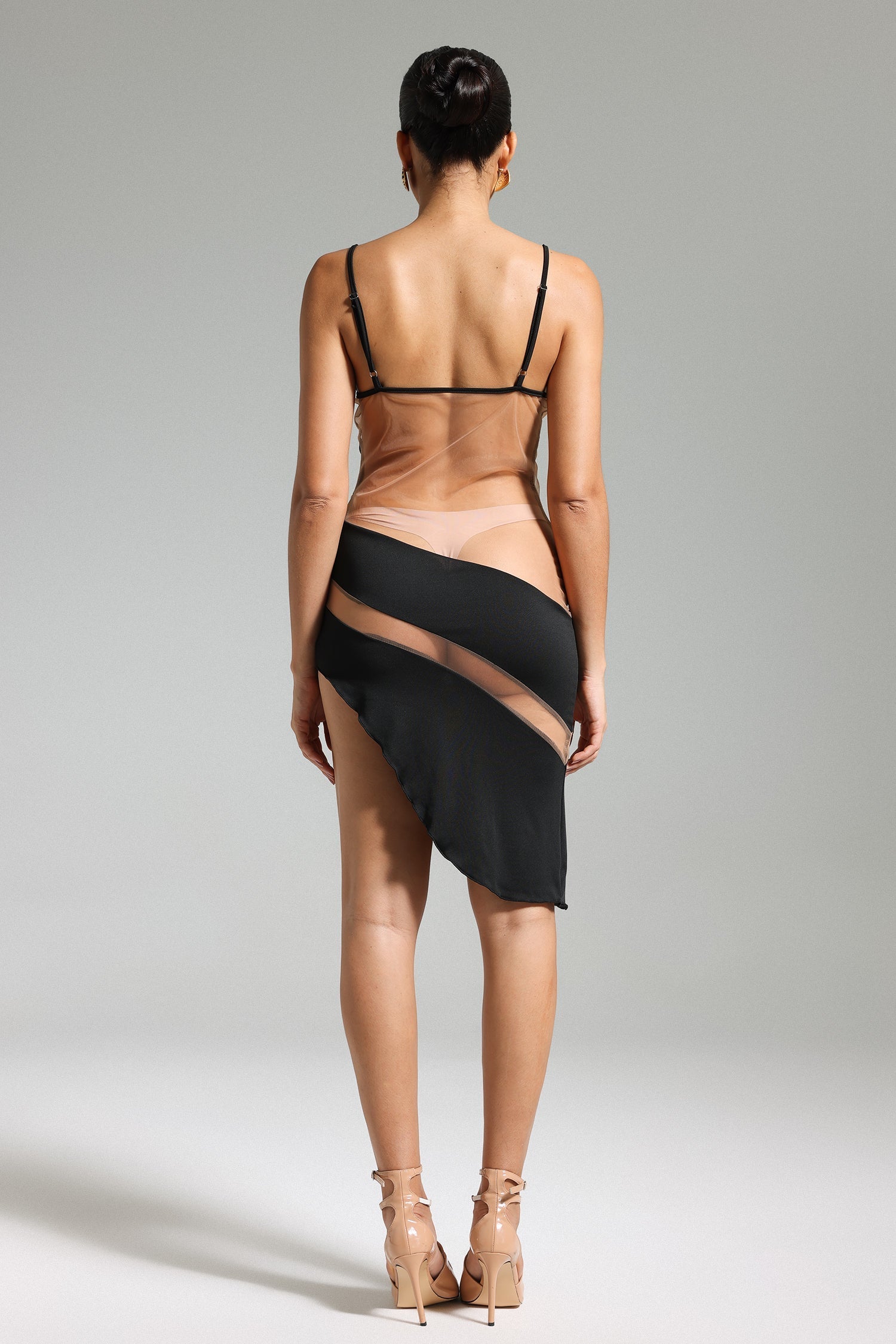 Halter Patchwork Mesh Dress