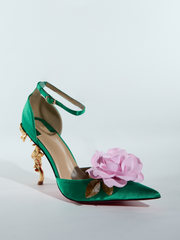 Escarpins en satin fleuri