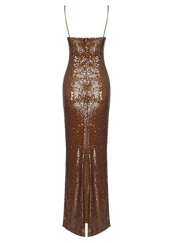 Robe à paillettes marron 