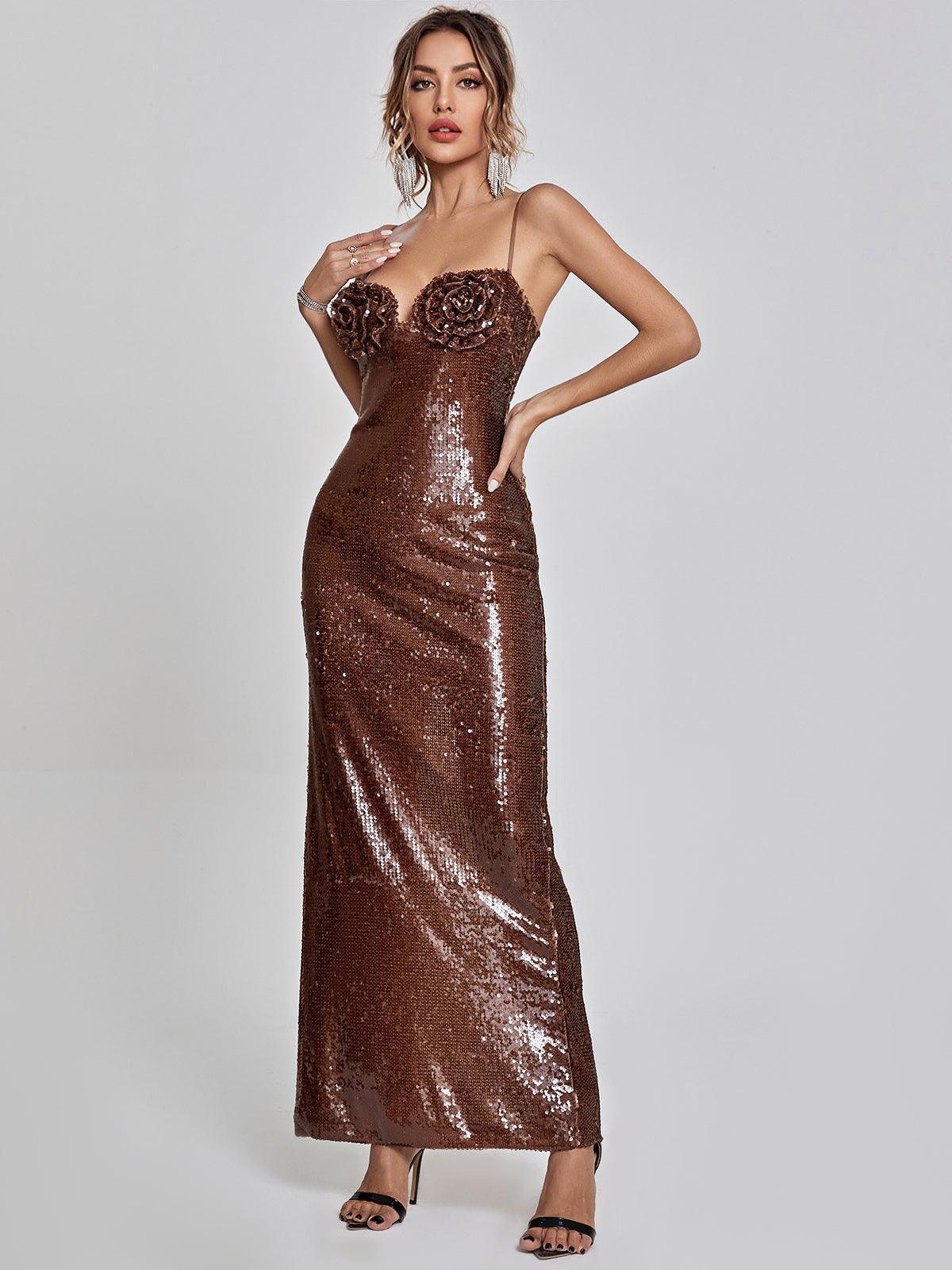 Robe à paillettes marron 