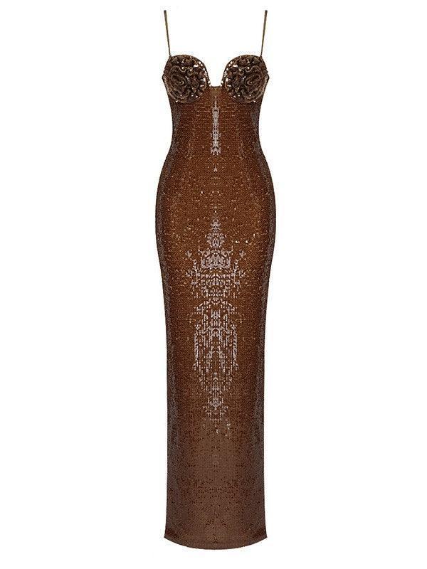 Robe à paillettes marron 